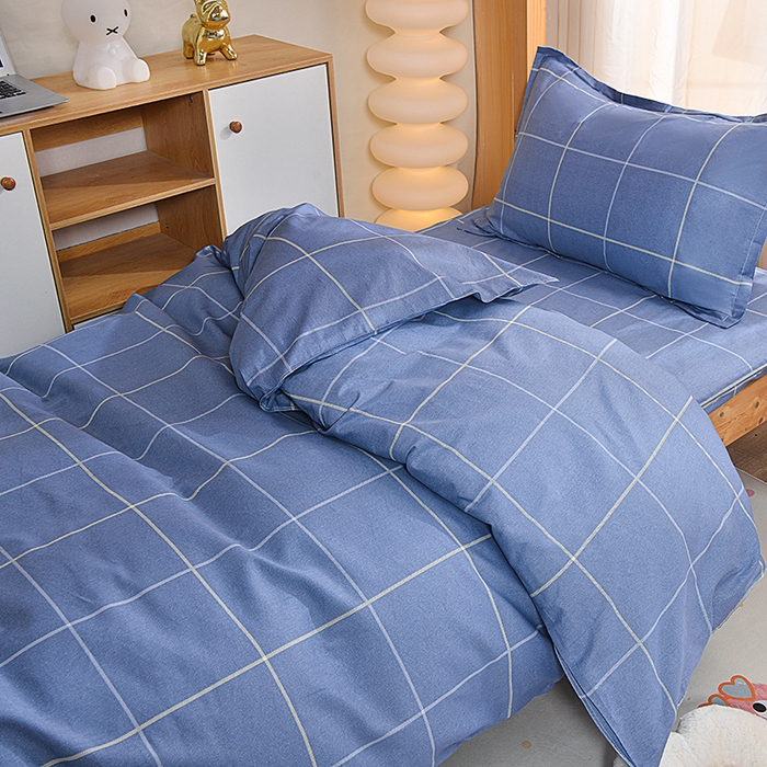 91家纺网 家纺一手货源 找家纺 小雨家纺 2026新款12868纯棉三件套 诗意人生蓝