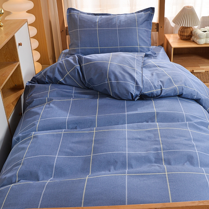 91家纺网 家纺一手货源 找家纺 小雨家纺 2026新款12868纯棉三件套 诗意人生蓝