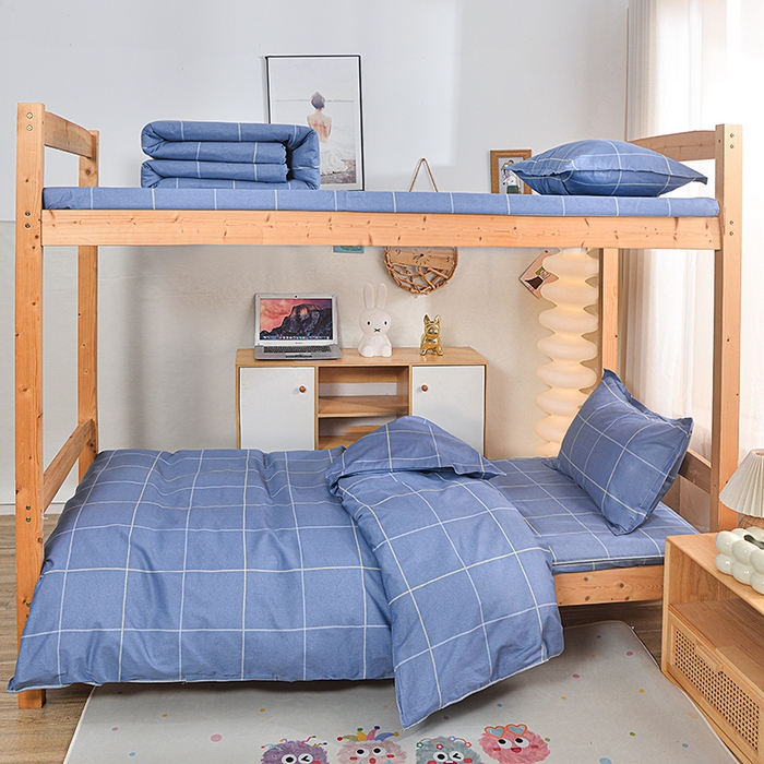 91家纺网 家纺一手货源 找家纺 小雨家纺 2026新款12868纯棉三件套 诗意人生蓝