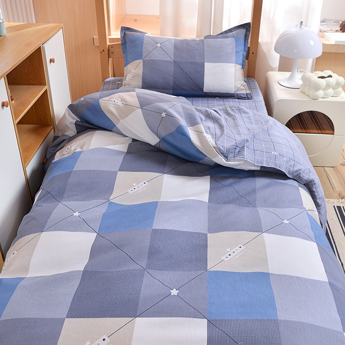 91家纺网 家纺一手货源 找家纺 小雨家纺 2026新款12868纯棉三件套 三体-深蓝