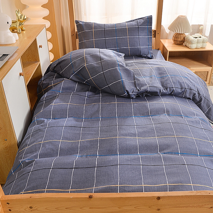 91家纺网 家纺一手货源 找家纺 小雨家纺 2026新款12868纯棉三件套 润天格-灰