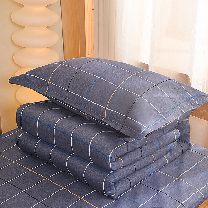 91家纺网 家纺一手货源 找家纺 小雨家纺 2026新款12868纯棉三件套 润天格-灰