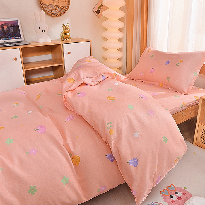 小雨家纺 2026新款12868纯棉三件套 南瓜派-桔