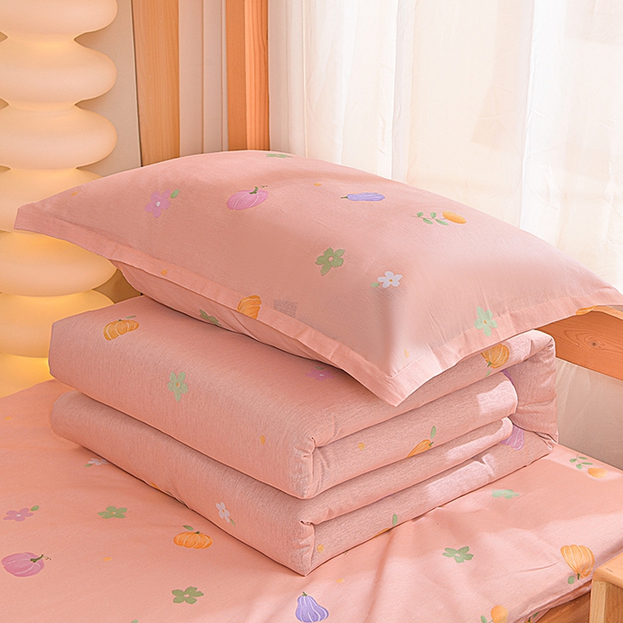 91家纺网 家纺一手货源 找家纺 小雨家纺 2026新款12868纯棉三件套 南瓜派-桔