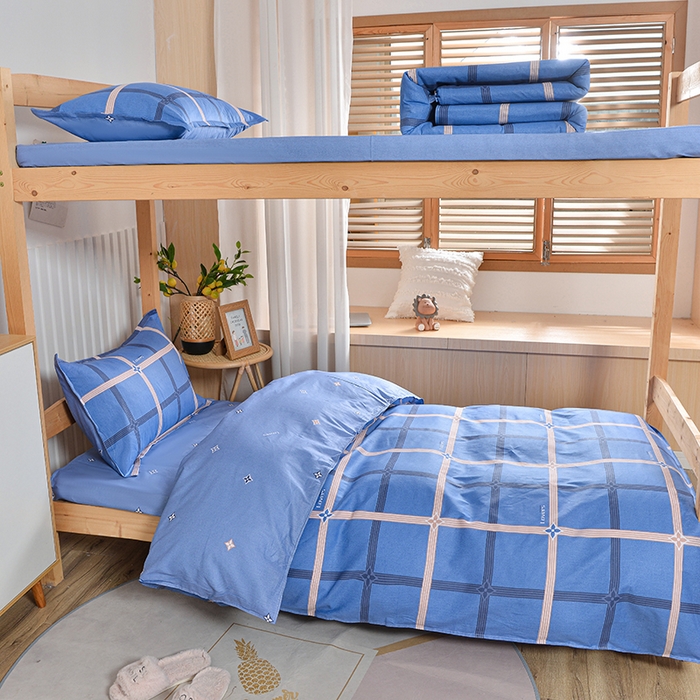 91家纺网 家纺一手货源 找家纺 小雨家纺 2026新款12868纯棉三件套 爱尚-深蓝