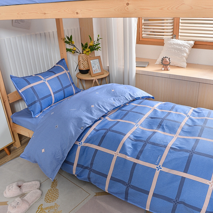 91家纺网 家纺一手货源 找家纺 小雨家纺 2026新款12868纯棉三件套 爱尚-深蓝