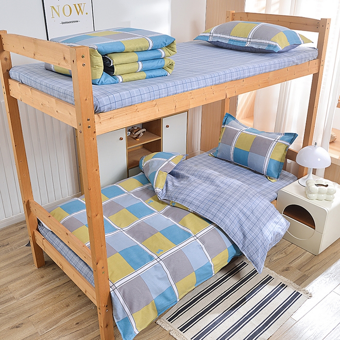 91家纺网 家纺一手货源 找家纺 小雨家纺 2026新款12868纯棉三件套 彩色棋盘-黄