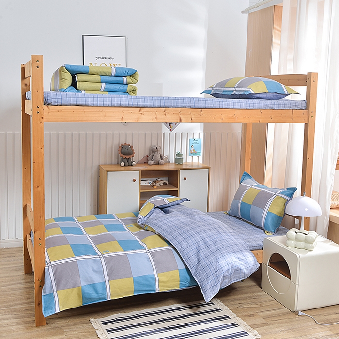 91家纺网 家纺一手货源 找家纺 小雨家纺 2026新款12868纯棉三件套 彩色棋盘-黄