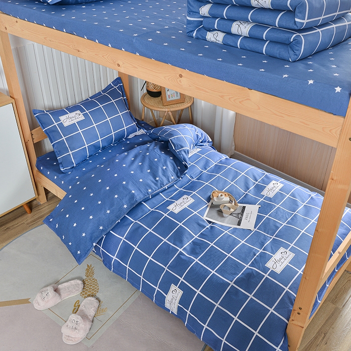 91家纺网 家纺一手货源 找家纺 小雨家纺 2026新款12868纯棉三件套 恋家-蓝