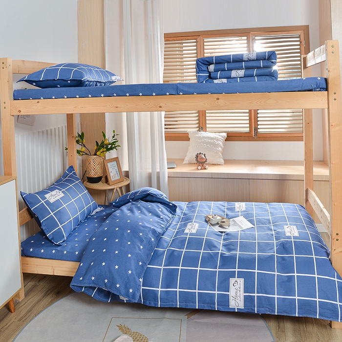 91家纺网 家纺一手货源 找家纺 小雨家纺 2026新款12868纯棉三件套 恋家-蓝