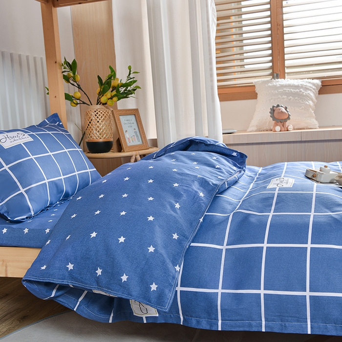 91家纺网 家纺一手货源 找家纺 小雨家纺 2026新款12868纯棉三件套 恋家-蓝