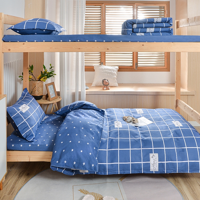 91家纺网 家纺一手货源 找家纺 小雨家纺 2026新款12868纯棉三件套 恋家-蓝