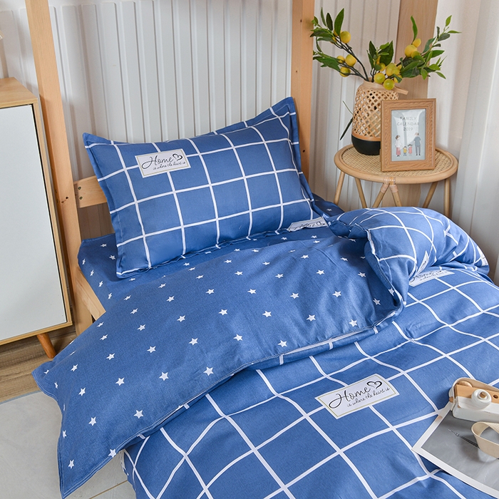 91家纺网 家纺一手货源 找家纺 小雨家纺 2026新款12868纯棉三件套 恋家-蓝