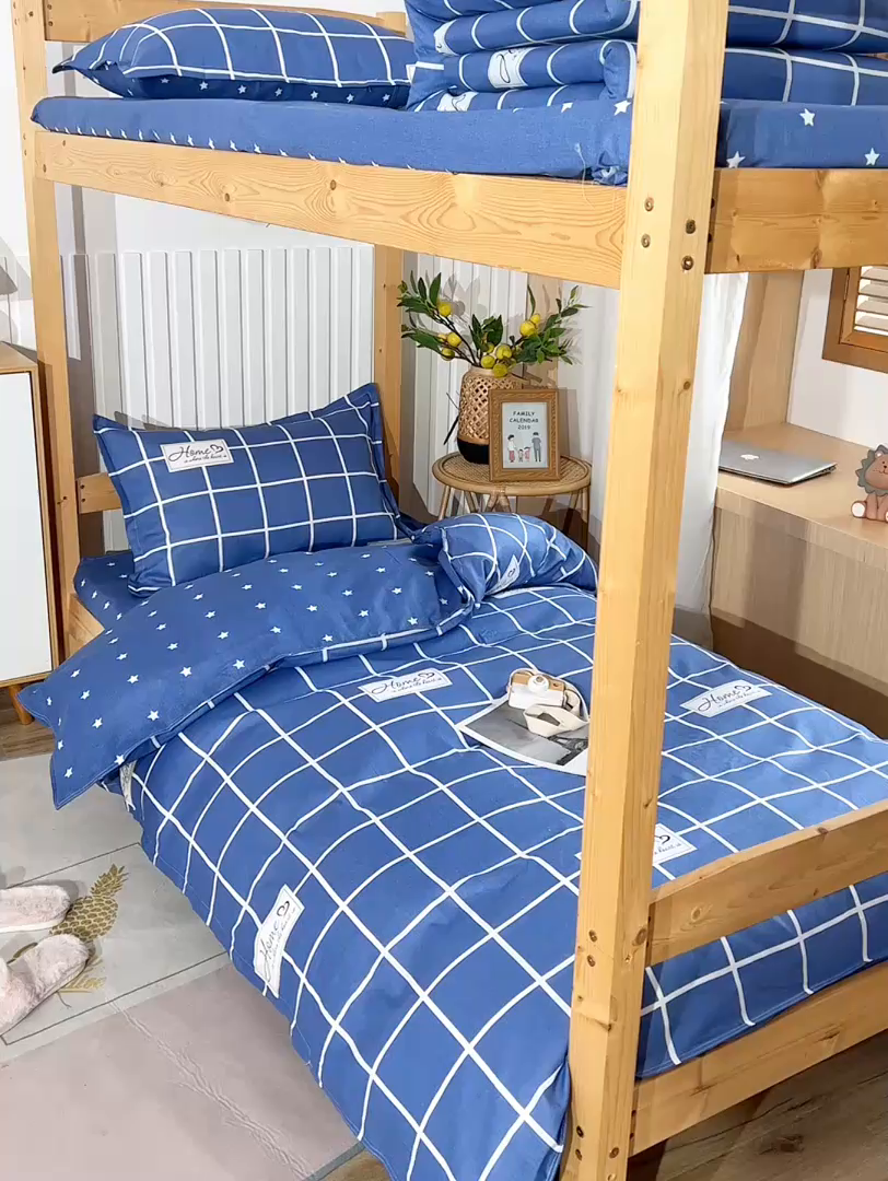 91家纺网 家纺一手货源 找家纺 小雨家纺 2026新款12868纯棉三件套 恋家-蓝