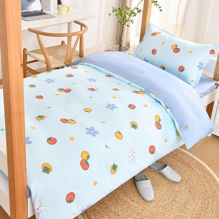 91家纺网 家纺一手货源 找家纺 乐旗家纺 2024新款13372全棉学生宿舍床单款三件套纯棉六件套 森森果绿