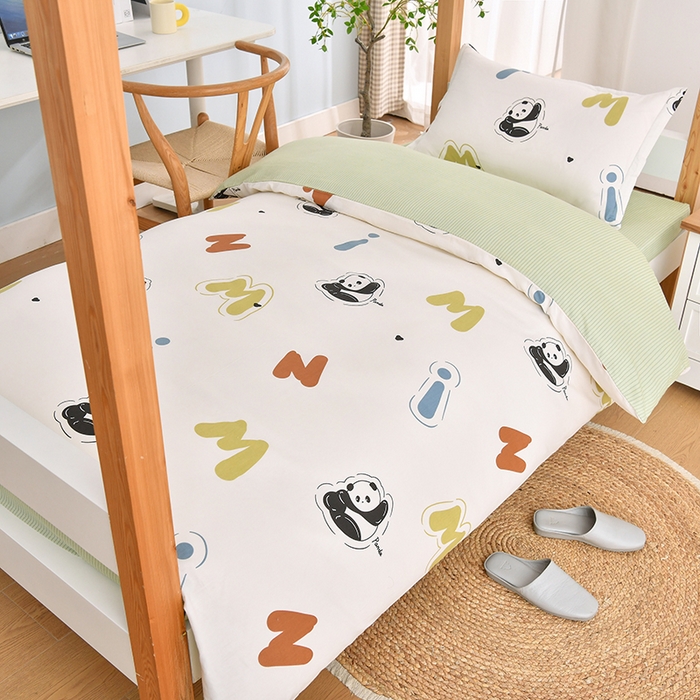 91家纺网 家纺一手货源 找家纺 乐旗家纺 2024新款13372全棉学生宿舍床单款三件套纯棉六件套 爱宝乐园