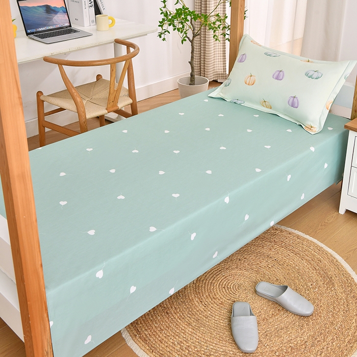 91家纺网 家纺一手货源 找家纺 乐旗家纺 2024新款13372全棉学生宿舍床单款三件套纯棉六件套 南瓜节