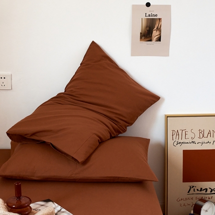 Mr.pig猪先生水洗棉 2025新款纯色水洗棉枕套 焦糖