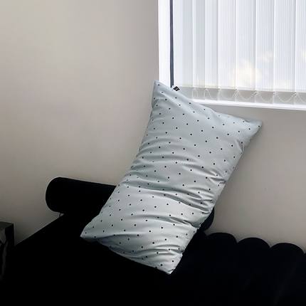 Mr.pig猪先生水洗棉 2025新款小清新印花水洗棉全棉枕套 灰蓝波点