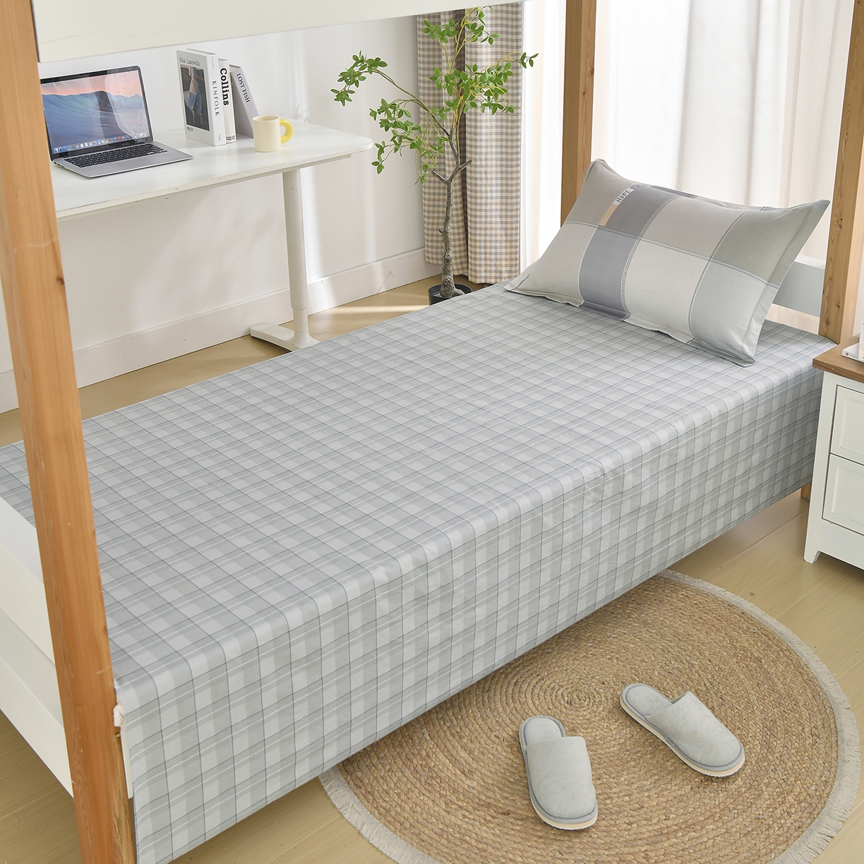 91家纺网 家纺一手货源 找家纺 乐旗家纺 2024新款13372全棉学生宿舍床单款三件套纯棉六件套 盗梦空间