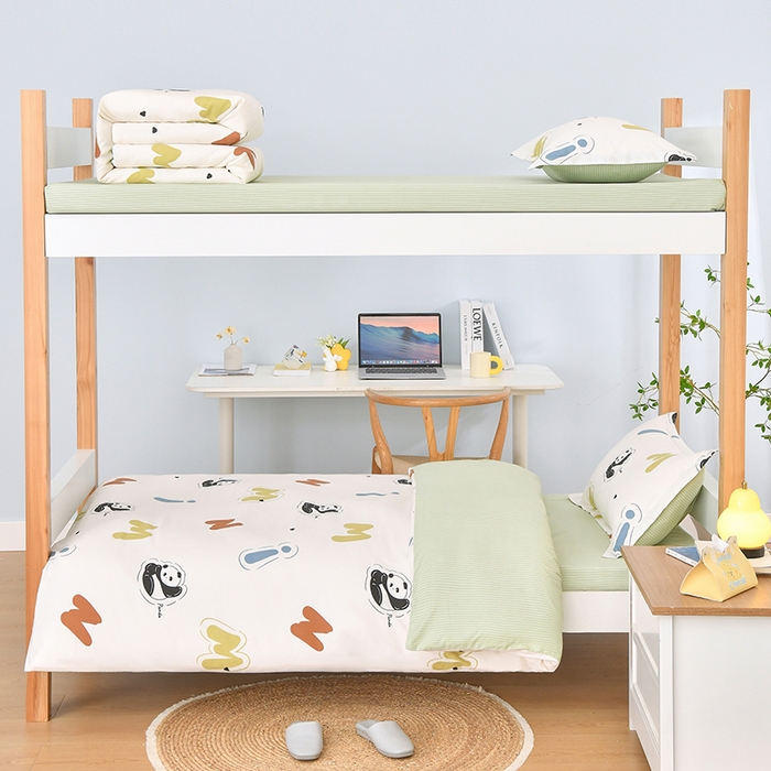 91家纺网 家纺一手货源 找家纺 乐旗家纺 2024新款13372全棉学生宿舍床单款三件套纯棉六件套 爱宝乐园