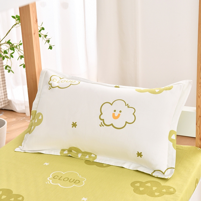 91家纺网 家纺一手货源 找家纺 乐旗家纺 2024新款13372全棉学生宿舍床单款三件套纯棉六件套 浮云