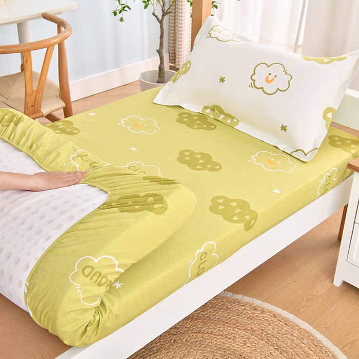 91家纺网 家纺一手货源 找家纺 乐旗家纺 2024新款13372全棉学生宿舍床单款三件套纯棉六件套 浮云