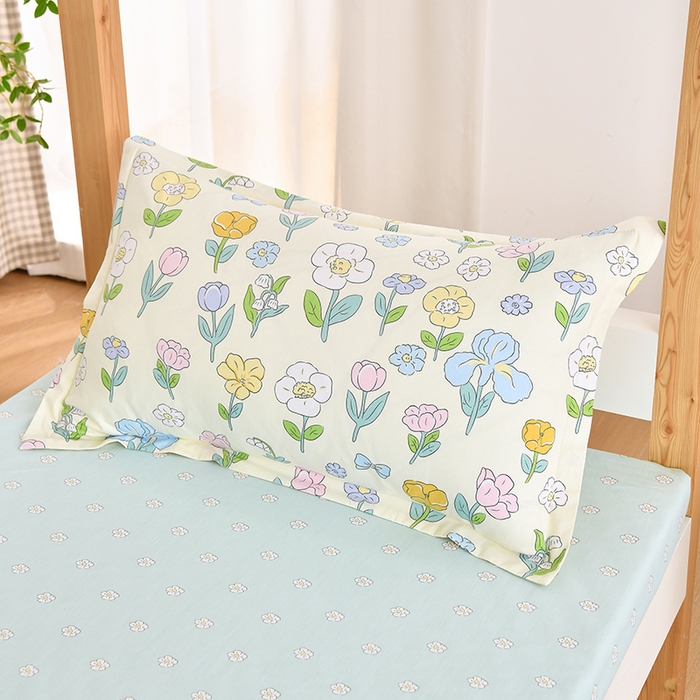 91家纺网 家纺一手货源 找家纺 乐旗家纺 2024新款13372全棉学生宿舍床单款三件套纯棉六件套 花苑