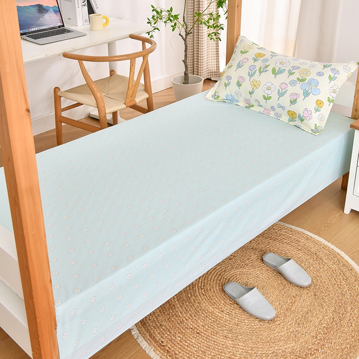 91家纺网 家纺一手货源 找家纺 乐旗家纺 2024新款13372全棉学生宿舍床单款三件套纯棉六件套 花苑