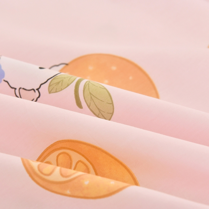 91家纺网 家纺一手货源 找家纺 乐旗家纺 2024新款13372全棉学生宿舍床单款三件套纯棉六件套 橙意满满