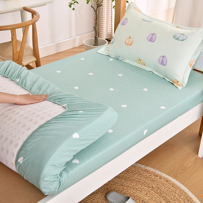 91家纺网 家纺一手货源 找家纺 乐旗家纺 2024新款13372全棉学生宿舍床单款三件套纯棉六件套 南瓜节