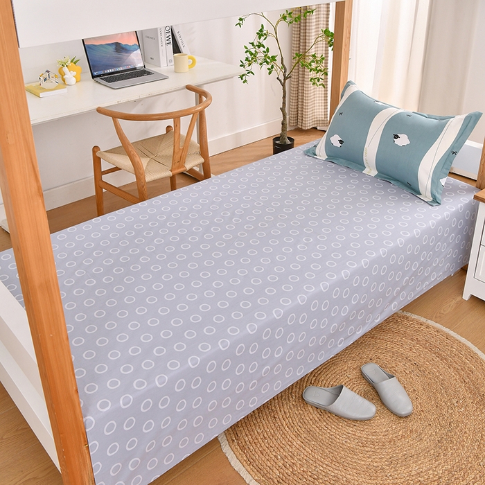 91家纺网 家纺一手货源 找家纺 乐旗家纺 2024新款13372全棉学生宿舍床单款三件套纯棉六件套 羊羊羊-蓝