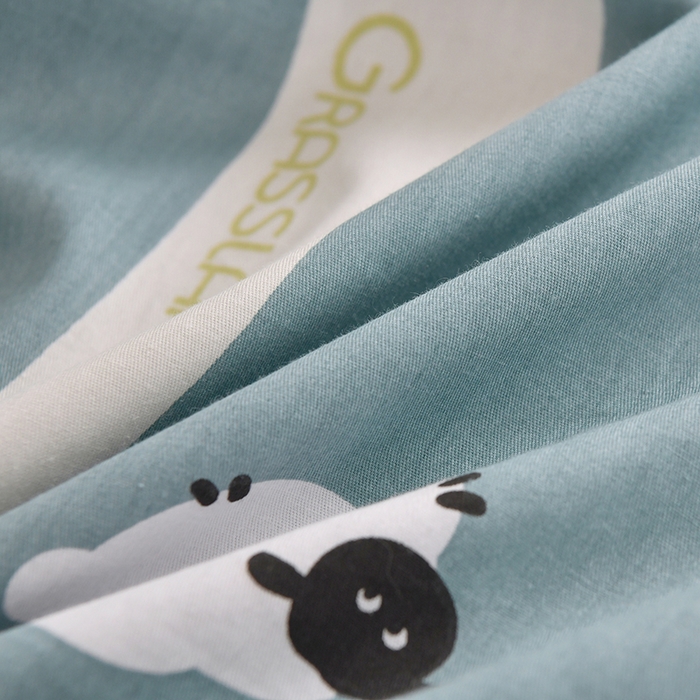 91家纺网 家纺一手货源 找家纺 乐旗家纺 2024新款13372全棉学生宿舍床单款三件套纯棉六件套 羊羊羊-蓝