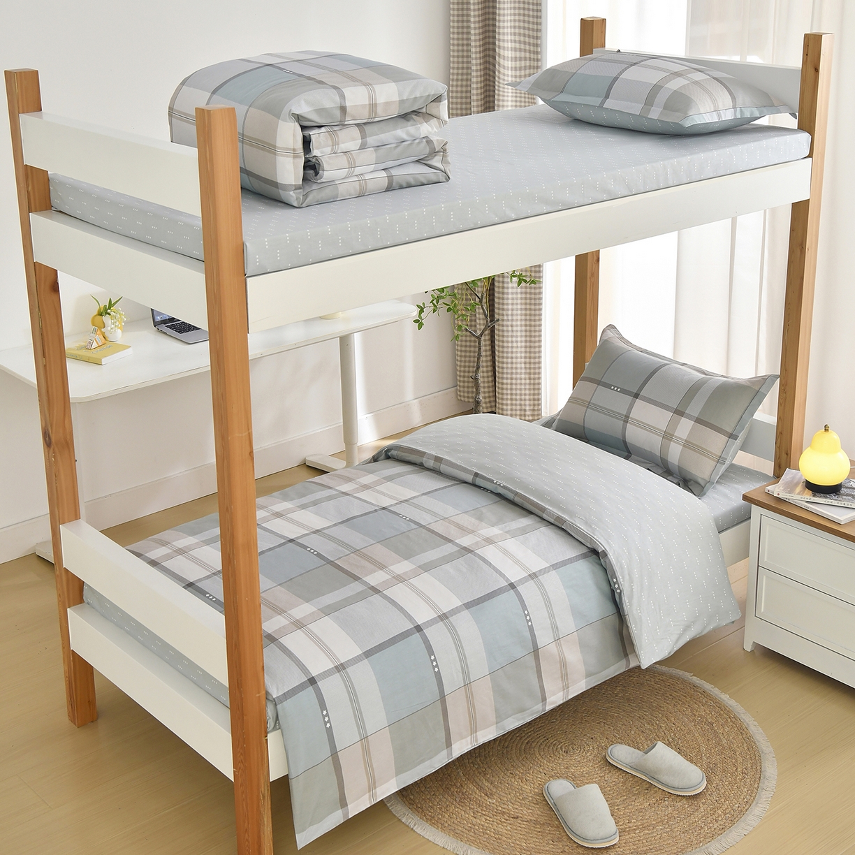 91家纺网 家纺一手货源 找家纺 乐旗家纺 2024新款13372全棉学生宿舍床单款三件套纯棉六件套 威风