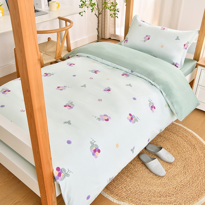 91家纺网 家纺一手货源 找家纺 乐旗家纺 2024新款13372全棉学生宿舍床单款三件套纯棉六件套 多肉葡萄