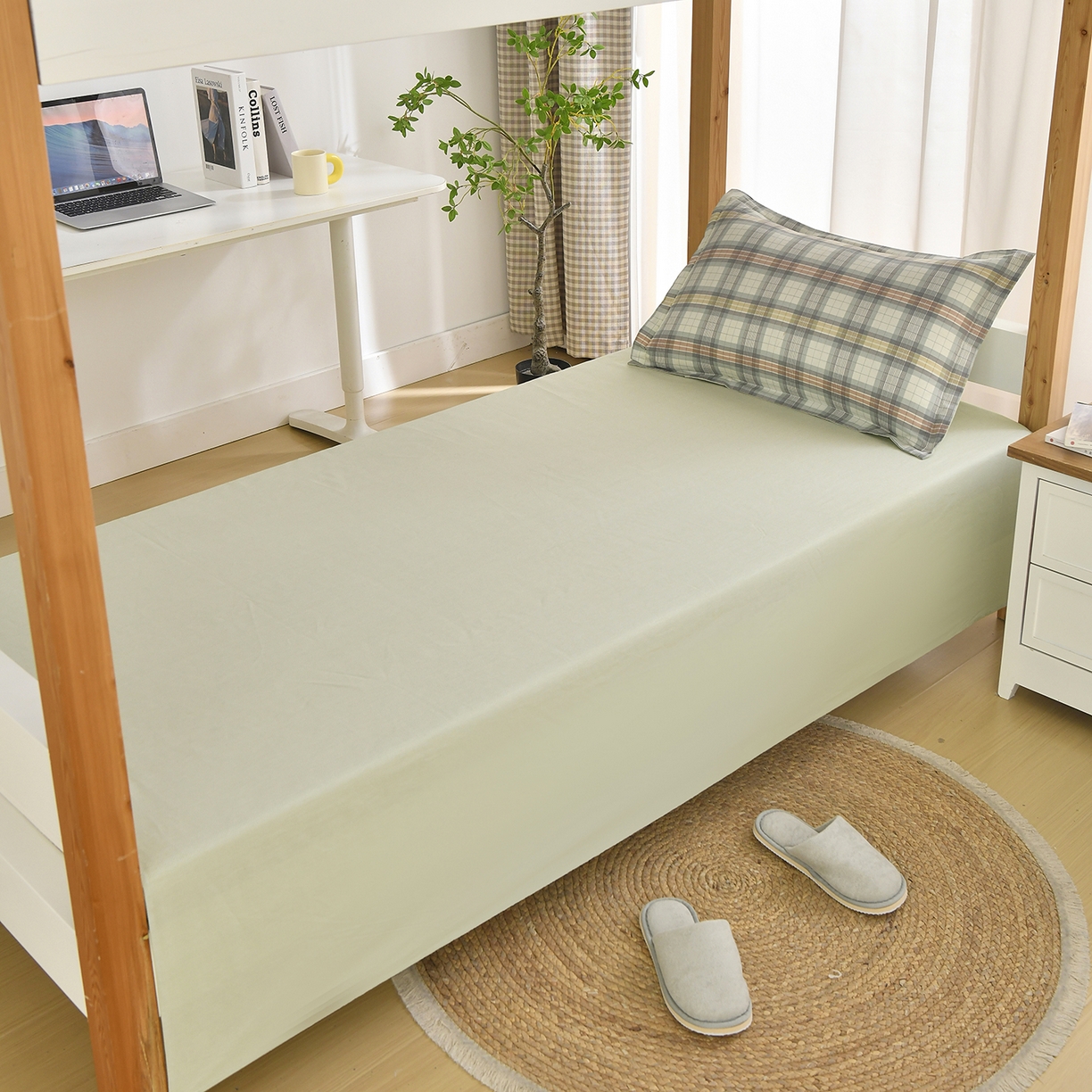 91家纺网 家纺一手货源 找家纺 乐旗家纺 2024新款13372全棉学生宿舍床单款三件套纯棉六件套 彩色空间