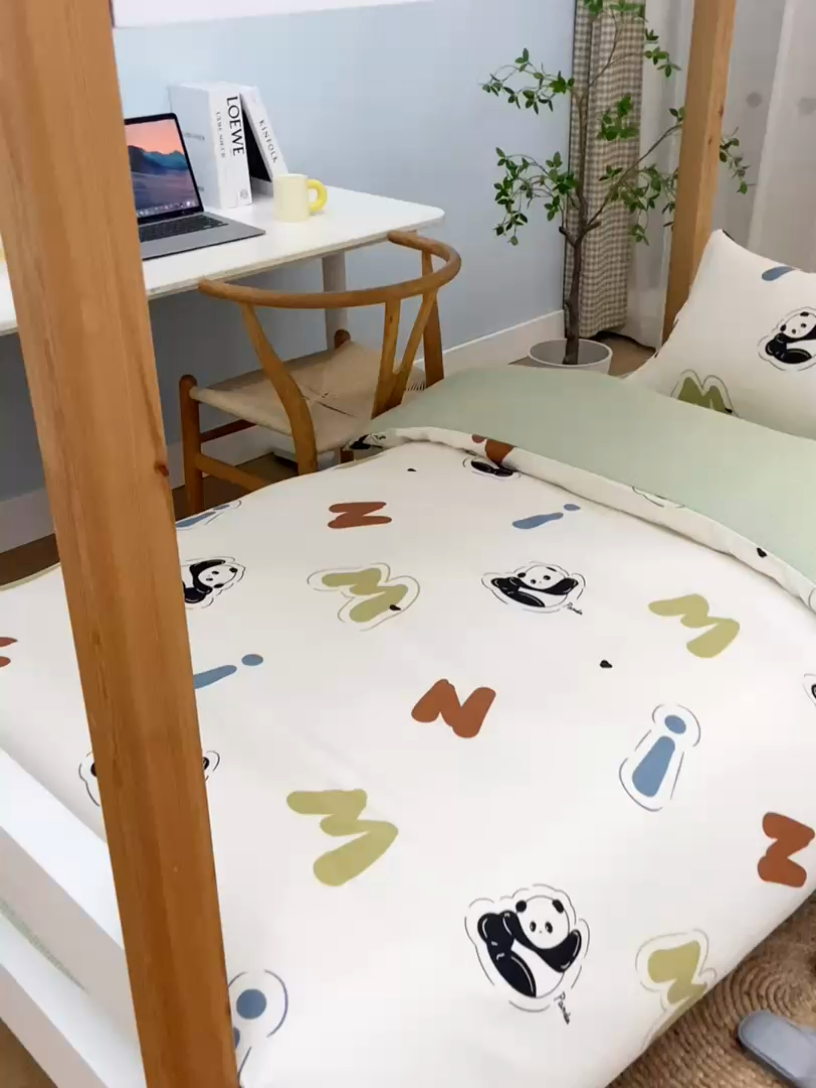 91家纺网 家纺一手货源 找家纺 乐旗家纺 2024新款13372全棉学生宿舍床单款三件套纯棉六件套 爱宝乐园