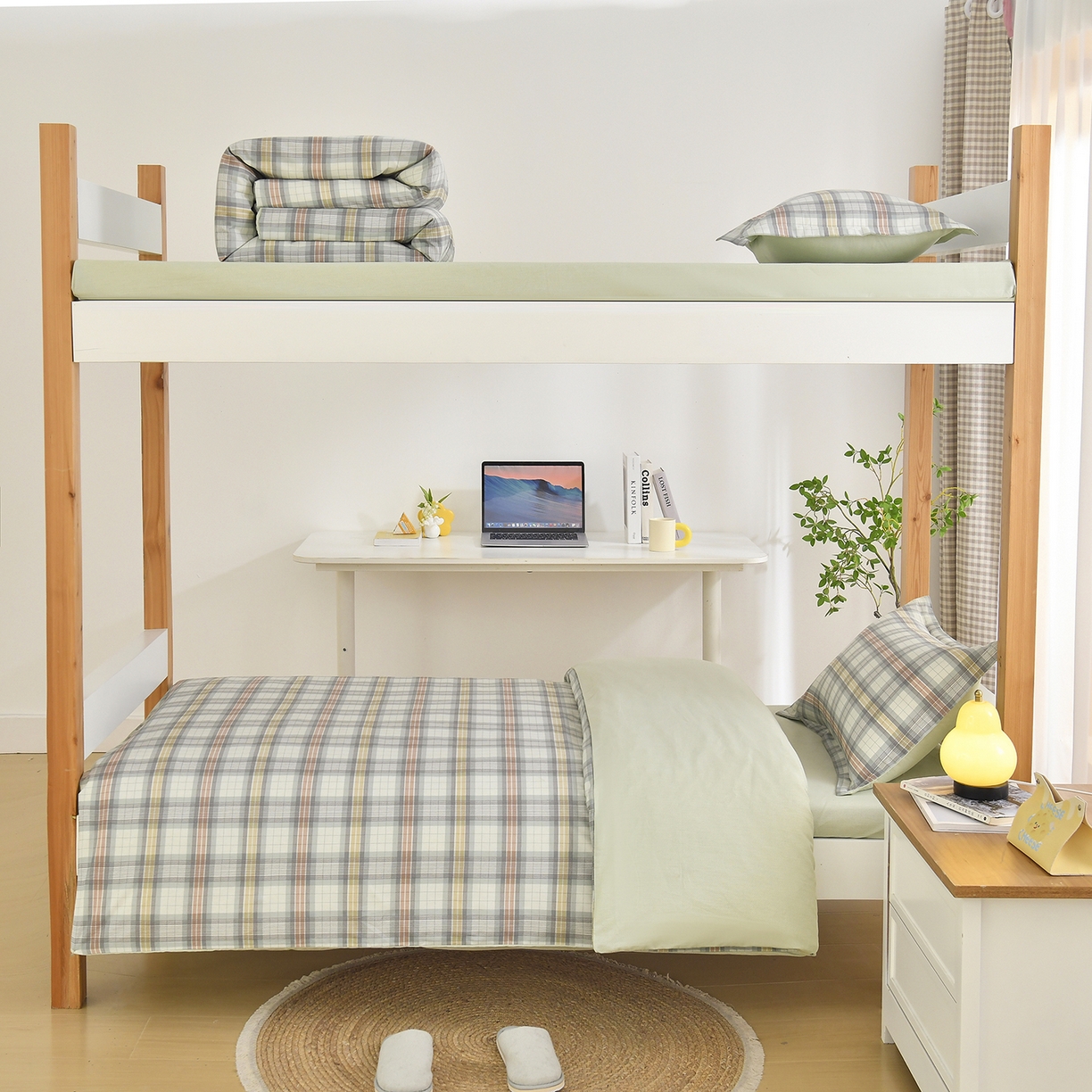 91家纺网 家纺一手货源 找家纺 乐旗家纺 2024新款13372全棉学生宿舍床单款三件套纯棉六件套 彩色空间