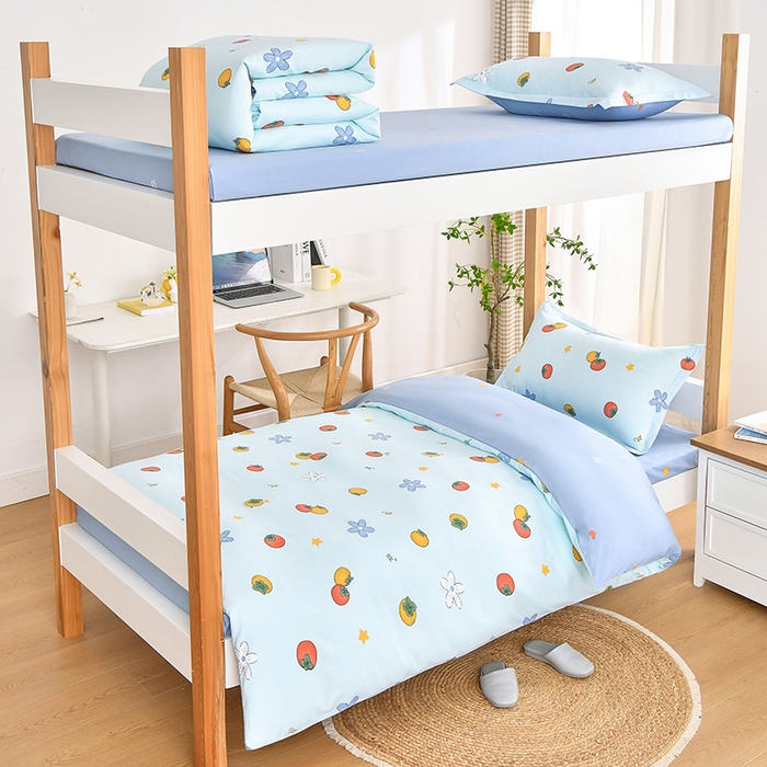 91家纺网 家纺一手货源 找家纺 乐旗家纺 2024新款13372全棉学生宿舍床单款三件套纯棉六件套 森森果绿