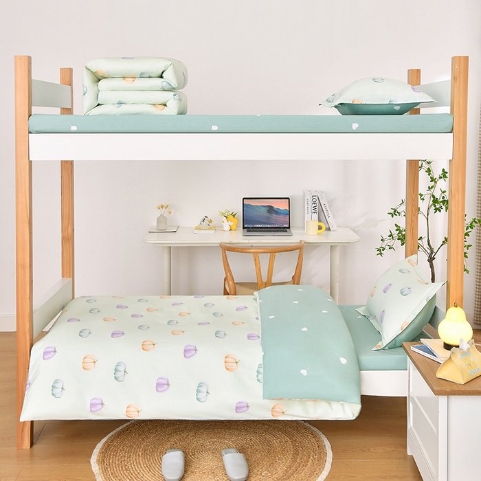 91家纺网 家纺一手货源 找家纺 乐旗家纺 2024新款13372全棉学生宿舍床单款三件套纯棉六件套 南瓜节