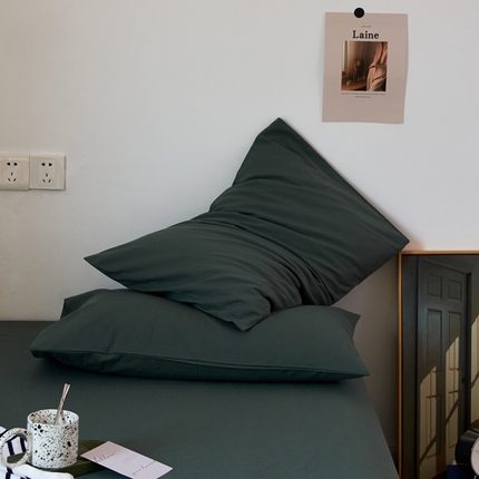 91家纺网 家纺一手货源 找家纺 Mr.pig猪先生水洗棉 2025新款纯色水洗棉枕套 松绿