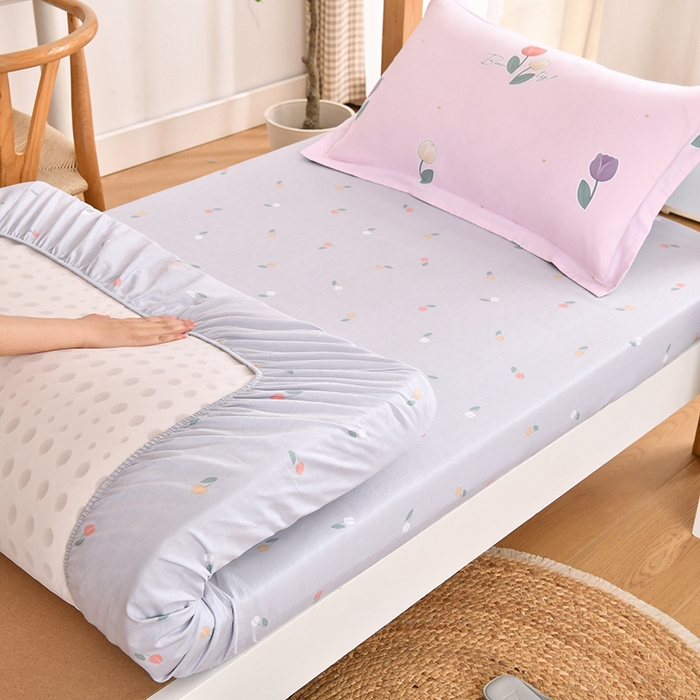 91家纺网 家纺一手货源 找家纺 乐旗家纺 2024新款13372全棉学生宿舍床单款三件套纯棉六件套 伊莲娜