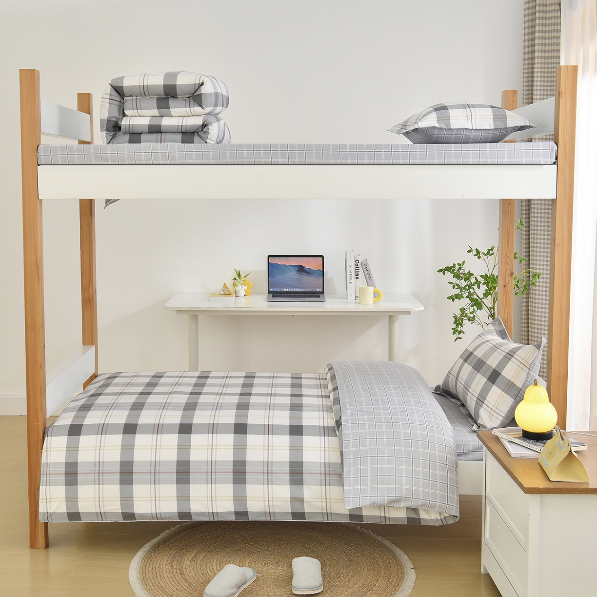 91家纺网 家纺一手货源 找家纺 乐旗家纺 2024新款13372全棉学生宿舍床单款三件套纯棉六件套 布拉格