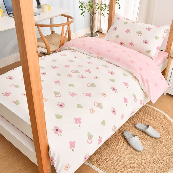 91家纺网 家纺一手货源 找家纺 乐旗家纺 2024新款13372全棉学生宿舍床单款三件套纯棉六件套 映然