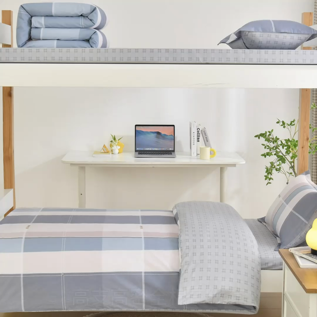 91家纺网 家纺一手货源 找家纺 乐旗家纺 2024新款13372全棉学生宿舍床单款三件套纯棉六件套 格语