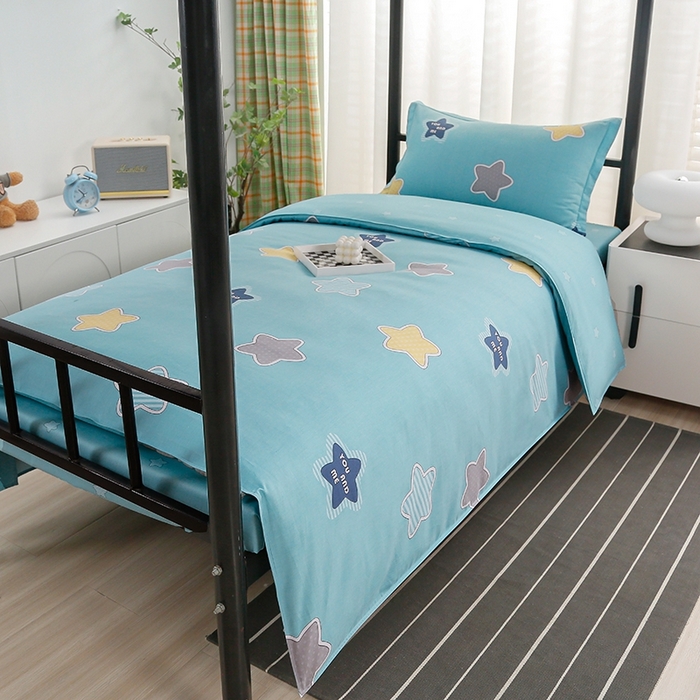 91家纺网 家纺一手货源 找家纺 乐旗家纺 2025新款A类AB版全棉环保印花学生上下铺宿舍三件套六件套 星空