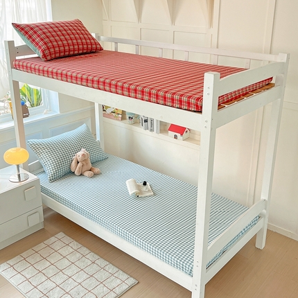 91家纺网 家纺一手货源 找家纺 妖妖家纺 2025新款软糯格子学生床笠 泡芙云端