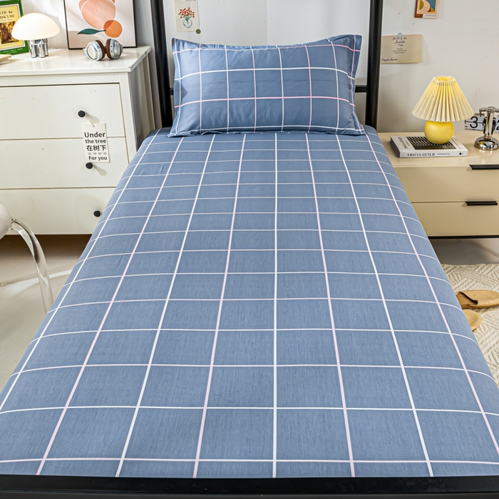 91家纺网 家纺一手货源 找家纺 上学郎家居 2025新款全棉13372学生三件套100棉单人床纯棉六件套学生宿舍床上用品 素雅格调