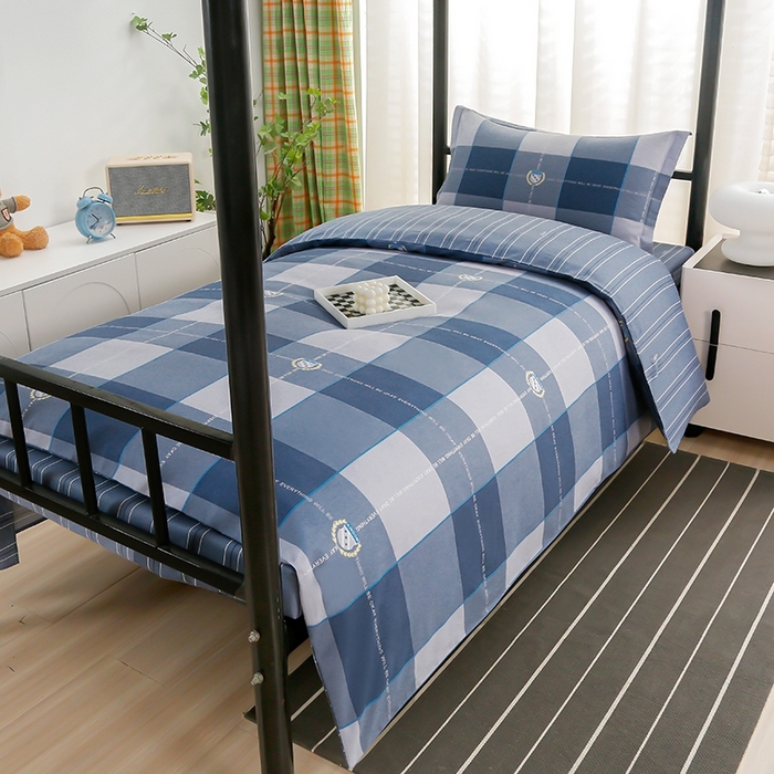 91家纺网 家纺一手货源 找家纺 乐旗家纺 2025新款A类AB版全棉环保印花学生上下铺宿舍三件套六件套 伊利亚