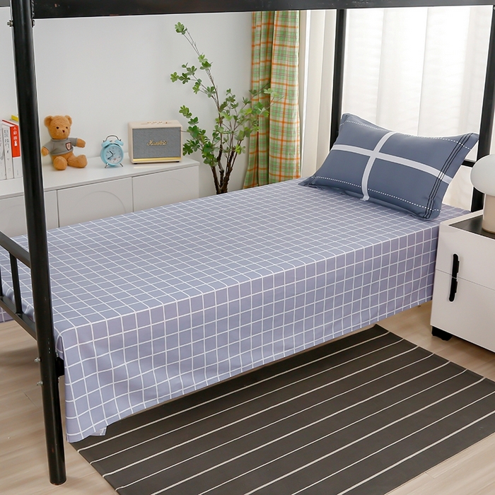 91家纺网 家纺一手货源 找家纺 乐旗家纺 2025新款A类AB版全棉环保印花学生上下铺宿舍三件套六件套 校园风格